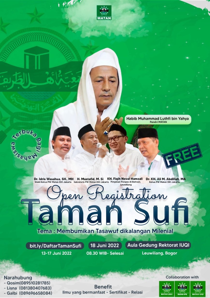 Tiga Komisariat MATAN di Bogor Akan Selenggarakan Taman Sufi, Berikut Cara Daftarnya