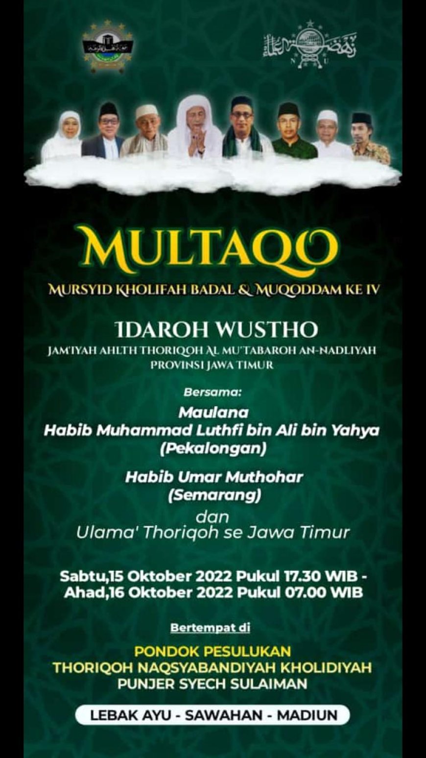 JATMAN Jawa Timur Akan Gelar Multaqa Mursyid, Khalifah, Badal dan Muqaddam ke – 4