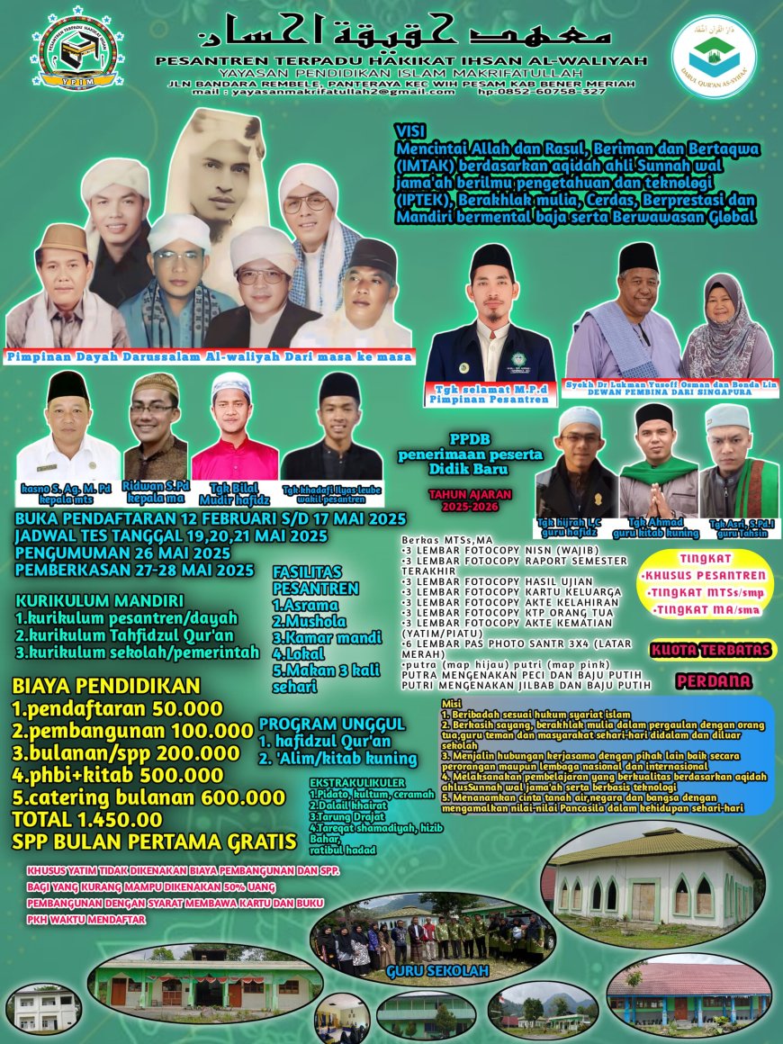 MUDIR JATMAN IDAROH SYU'BIYAH BENER MERIAH AKAN MELANJUTKAN WAKAF PESANTREN MASYARAKAT PANTERAYA